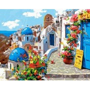 Santorini ciryscape number painting kit with frame