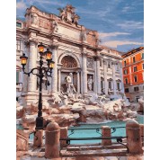 Fountain Di Trevi Rome number painting kit with frame